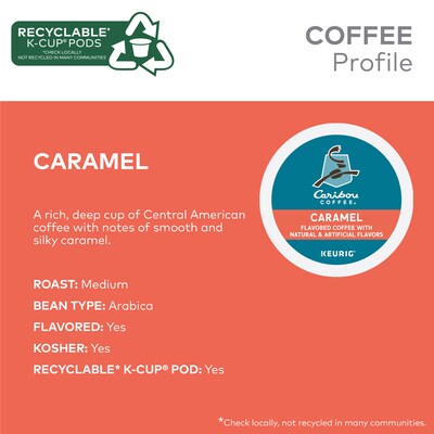 Caribou Coffee Caramel Hideaway Coffee Keurig® K-Cup® Pods, Medium Roast, 24/Box (736685)