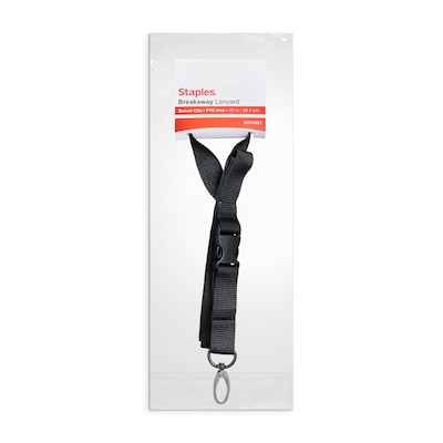 Staples Breakaway Lanyard with Swivel Hook, 36 Length, Nylon, Black (51921)