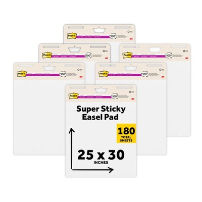 Post-it Recycled Super Sticky Easel Pad, 25 x 30, 30 Sheets/Pad, 6 Pads/Pack (559RPVAD6)
