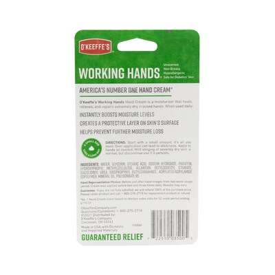 O'Keeffe's Working Hands Cream, 3.4 oz Jar (K0350007)