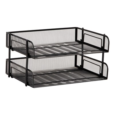 Mind Reader Metal Side Loading Stackable Letter Tray, Letter Size, Black (ESTACK2-BLK)