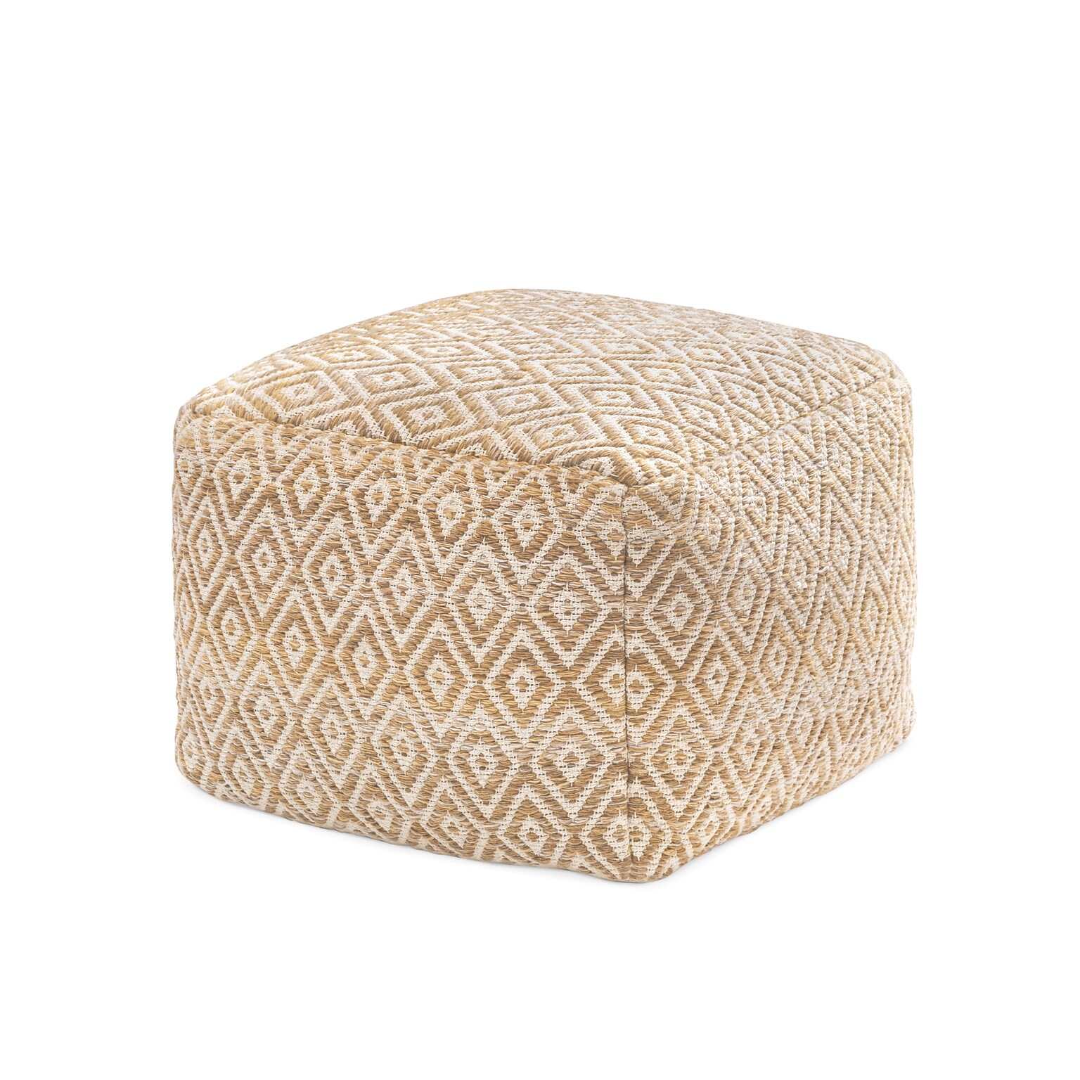 Anji Mountain Cherokee Mustard Ivory Fabric Rectangular Pouf Ottoman (AMBPF155-2014)