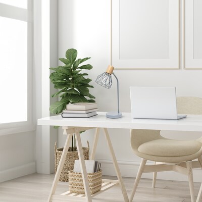 Simple Designs Farmhouse Fusion LED Desk Lamp, 18.19", Gray Iron (LD2022-GRY)