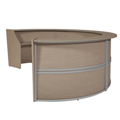 Regency Marque 142"W Curved Four-Unit Reception Desk, Noble Oak (77294NO)