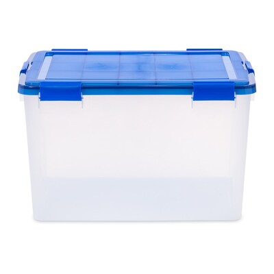 Iris 74 Quart Element Resistant Ultimate Clear Plastic Latching Storage Bin, Clear, 3/Pack (500142)