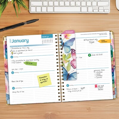 2027 Excello Brands Fashion Planner 8.5 x 11 Calendar Year Weekly & Monthly, Hardcover, Watercolor Butterflies