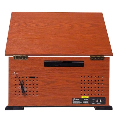 Victor State 7-in-1 Turntable Music Center w/ 3-Speed Record Player, CD/MP3/Cassette, FM, Dual Bluetooth In/Out, Mahogany