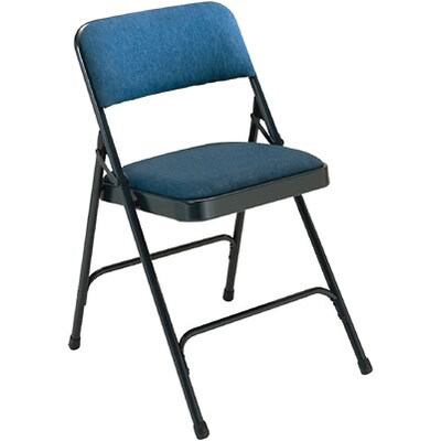 NPS #2204 Fabric Padded Premium Folding Chairs, Imperial Blue/Char-Blue