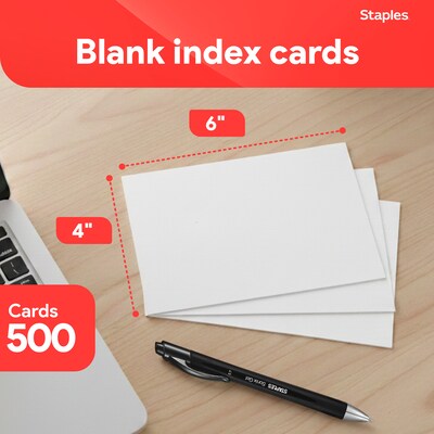 Staples 4 x 6 Index Cards, Blank, White, 500/Pack (TR51011)