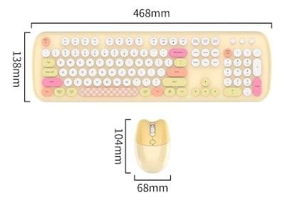 SaharaCase Wireless Ergonomic Keyboard and Laser Mouse Combo, Yellow (KB13)