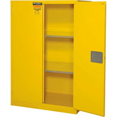 Global Industrial Flammable Cabinet, Manual Close Double Door, 90 Gallon, 43"W x 34"D x 65"H