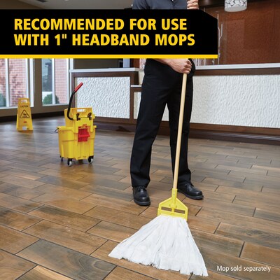 Rubbermaid Invader 60" Wood Wet Mop Handle, Yellow/Natural (FGH116000000)