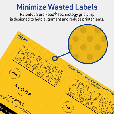 Avery Laser/Inkjet Rectangle Multipurpose Labels, 5" x 3.5", Bright Yellow, 160/Pack (94256)