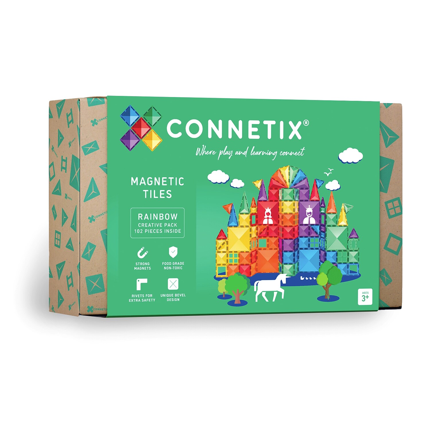 Connetix Magnetic Tiles Rainbow Creative Pack, 102 Pieces (CNTR00102CR)