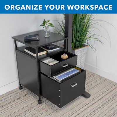 Mount-It! 2-Drawer Mobile File Cabinet, Rolling With Casters, Black (MI-943)