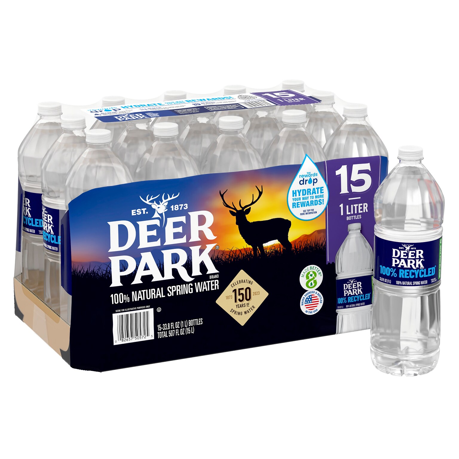 Deer Park 100% Natural Spring Water, 33.8 oz., 15 Bottles/Carton (12222308)
