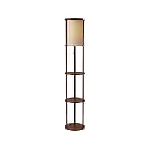 Adesso Stewart 62.5 Walnut Wood Floor Lamp with Cylindrical Off-White Shade (3117-15)