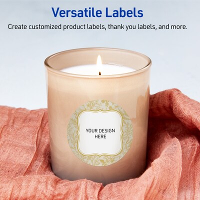 Avery Round Laser/Inkjet Multipurpose Labels, 3", White, 60/Pack (19479371086)