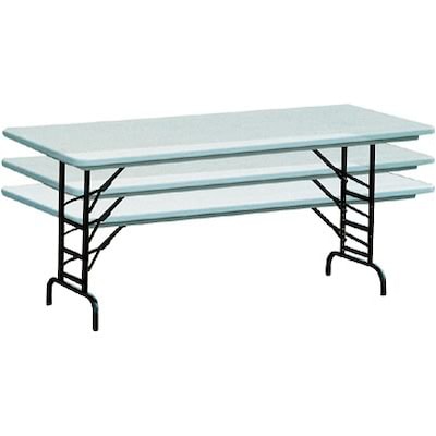 Correll® 24"D x 48"L Heavy Duty Adjustable Height Plastic Folding Table; Mocha Granite Top