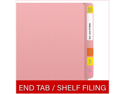 Medical Arts Press Heavy Duty End Tab File Folder, Straight-Cut, Letter Size, Pink, 40/Box (S-09461-PNK)