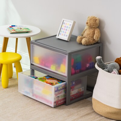 Iris Stackable Storage Drawer, Gray, 2/Pack (500257)