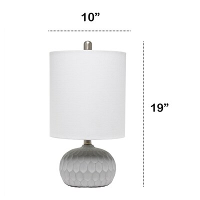 Lalia Home Concrete Thumbprint Table Lamp with Fabric Shade, White (LHT-5007-WH)