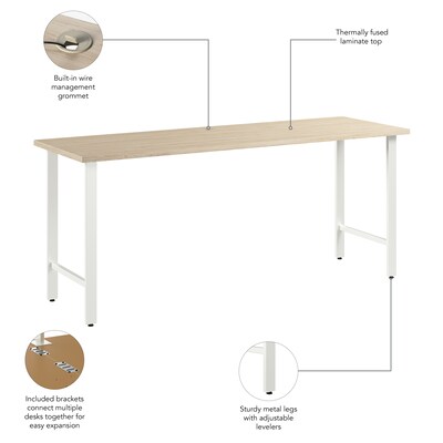 Bush Business Furniture Hustle 72"W Computer Desk with Metal Legs, Natural Elm (HUD172NE)