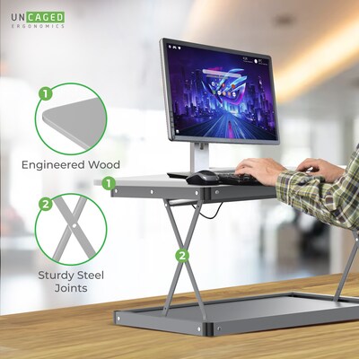 Uncaged Ergonomics CHANGEdesk Mini Adjustable Riser, Laminate Wood (CDMM-W)