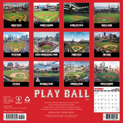 2027 Willow Creek Play Ball 12 x 12 Monthly Wall Calendar, Assorted Colors (61824)