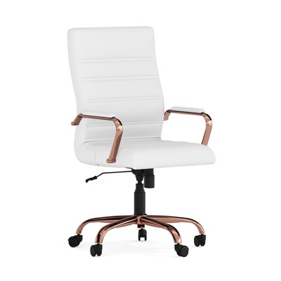 Flash Furniture Whitney Ergonomic LeatherSoft Swivel High Back Executive Office Chair, White/Rose Gold  (GO2286HWHRSGLD)