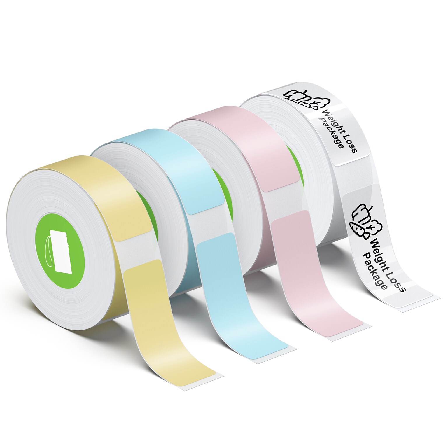 Nelko Label Paper 12x40mm 4 Rolls/set for P21/P22, Assorted Colors (US-1240YBP1440TR-4R)