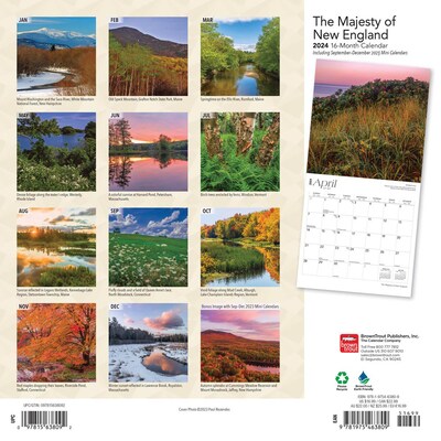 2024 BrownTrout The Majesty of New England 12 x 24 Monthly Wall Calendar (9781975463809)