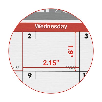 2025-2026 Staples 15" x 12" Academic Monthly Calendar, Gray/Red (ST62816-25)