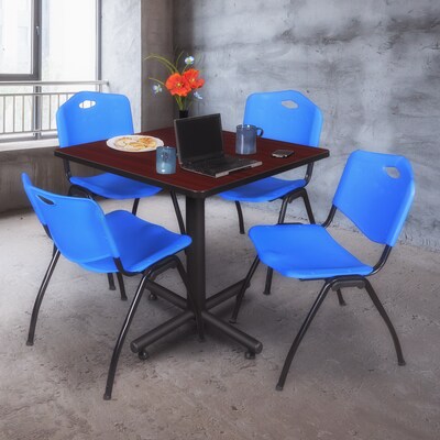 Regency 36 Laminate, Melamine and Steel Square Lunch Table with Stacker Chairs Blue (TKB3636MH47BE)