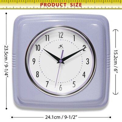 Infinity Instruments Square Retro Lilac Wall Clock, 9.25" (13228LR-4103)