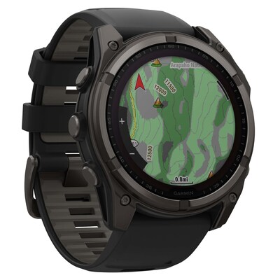 Garmin fenix 8 Multisport Sapphire Solar GPS Smartwatch, Carbon Gray & Black, 51mm (GRM0290710)