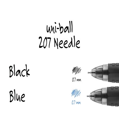 uni-ball 207 Needle Retractable Gel Pens, Medium Point, 0.7mm, Black Ink, 4/Pack (1738430)
