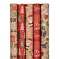 JAM PAPER Assorted Gift Wrap, Christmas Kraft Wrapping Paper, 125 Sq Ft Total, Kids Kraft Christmas Set, 5 Rolls/Pack