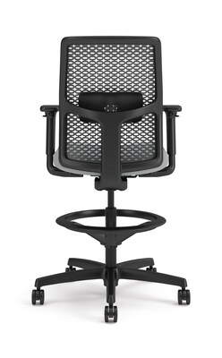 HON Ignition 2.0 ReActiv Back Vinyl Task Stool with Footrest and Lumbar Support, Black/Gray (HITSRA.S0.A.H.0S.SX39.BL.SB.T)