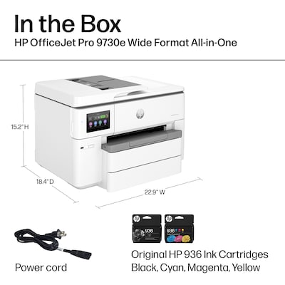 HP OfficeJet Pro 9730e Wide Format Wireless All-in-One Color Printer, Best for Office, 3 Months FREE INK with HP+ (537P6A)