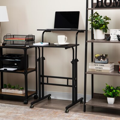 Mind Reader 27.5"- 39" Mobile Adjustable Sit/Stand Desk, Black (SDROLLXL-BLK)