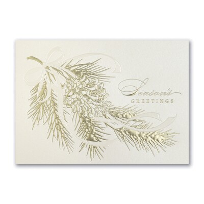 Custom Gilded Pine Cards, with Envelopes, 7 7/8 x 5 5/8  Holiday Card, 25 Cards per Set