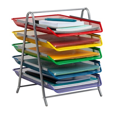 Mind Reader 5-Compartment Metal Desk Tray, Multicolor (5TPAPER-ASST)