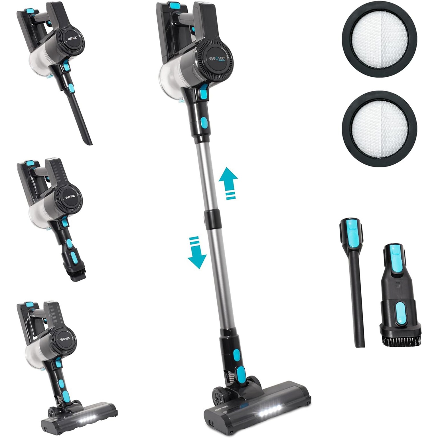 EyeVac Reach Cordless Stick Vacuum, Bagless, Multicolored (EVRBT)