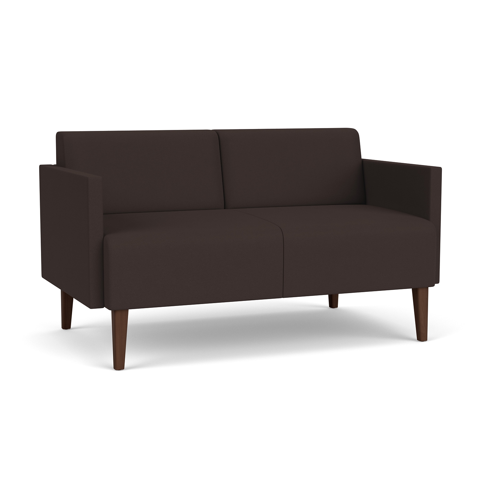 Lesro Luxe 52.5W Fabric Loveseat, Open House Coffee Bean/Riftwood Walnut (LX1501.FRW-01OHCB)
