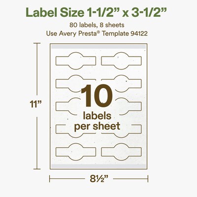 Avery Wraparound Band Laser/Inkjet Multipurpose Labels, 1.5" x 3.5", Off-White (80/Pack)