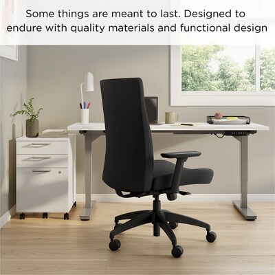 Union & Scale™ Workplace2.0™ Task Chair Upholstered 2D, Adjustable Arms, Iron Ore Fabric, Synchro Tilt (54144)