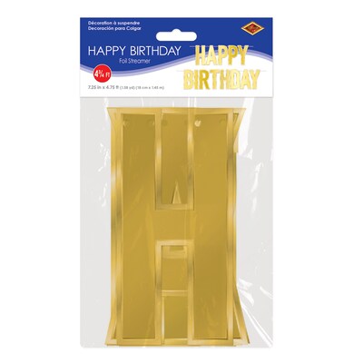 Beistle Happy Birthday Streamer, Gold, 3/Pack (56186-GD)