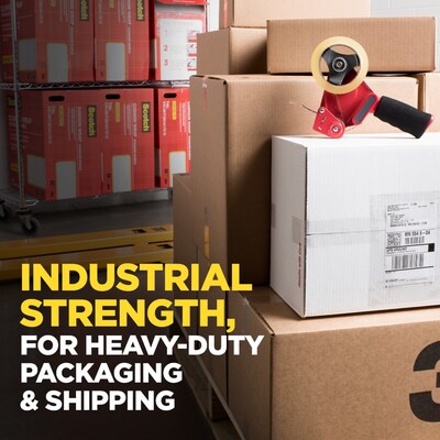 Scotch Commercial Grade Shipping Packing Tape with Dispensers, 1.88" x 54.6 yds., Clear, 4/Pack (3750-4RD)