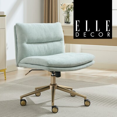 Elle Decor Ariana Armless Ergonomic Fabric Swivel Computer and Desk Chair, Mint Blue (60121-MBLU)